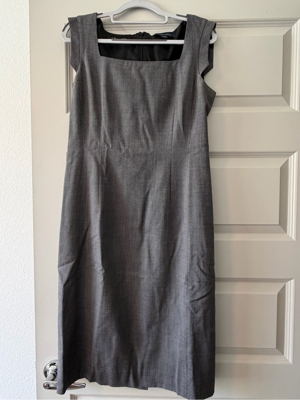 Brooks Brothers Gray Square-Neck Sheath Dress